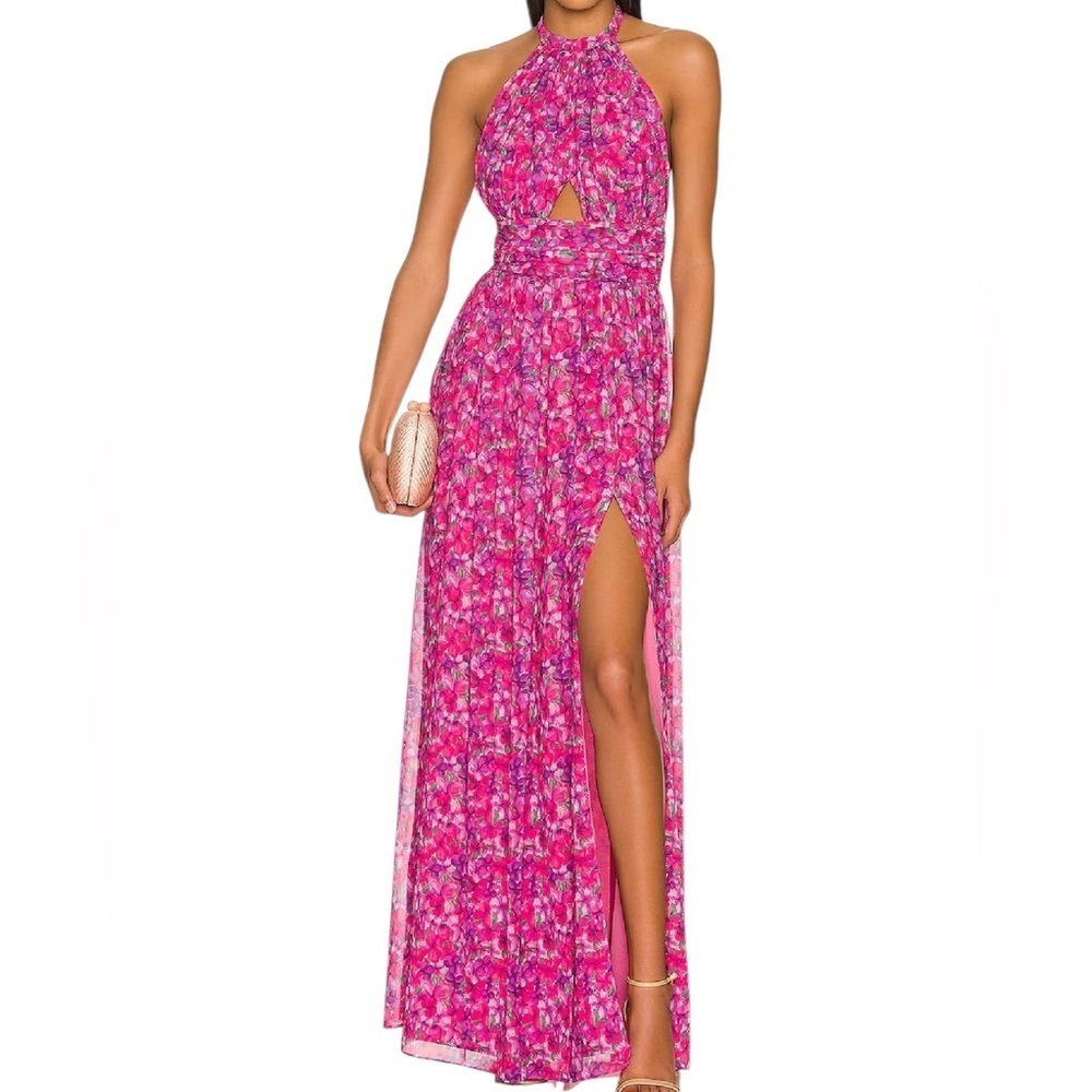 Lovers + Friends Vibrant Pink Floral Maxi Dress